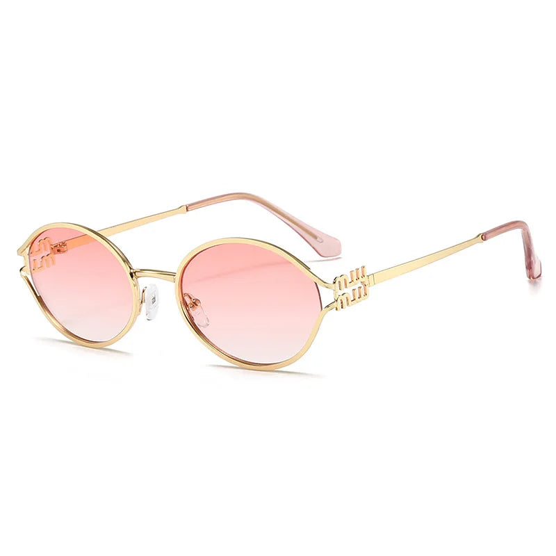 Retro Oval Cat Eye Sunglasses for Women in Alloy Frame