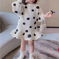 Korean Girls' Pleated Dress with Cartoon Strawberries