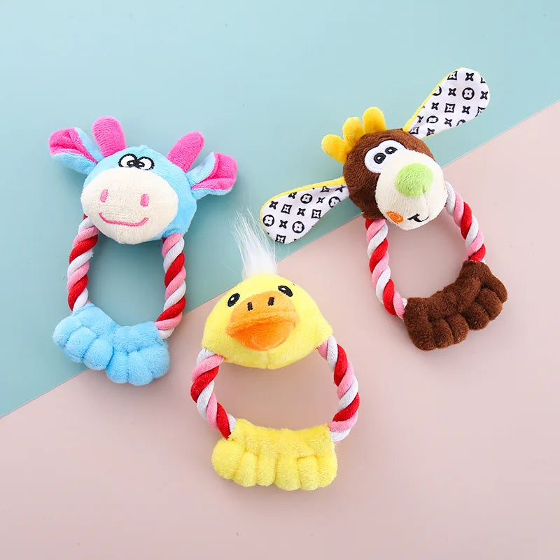 Soft Fleece Plush Toys for Dogs and Cats with Cotton Rope