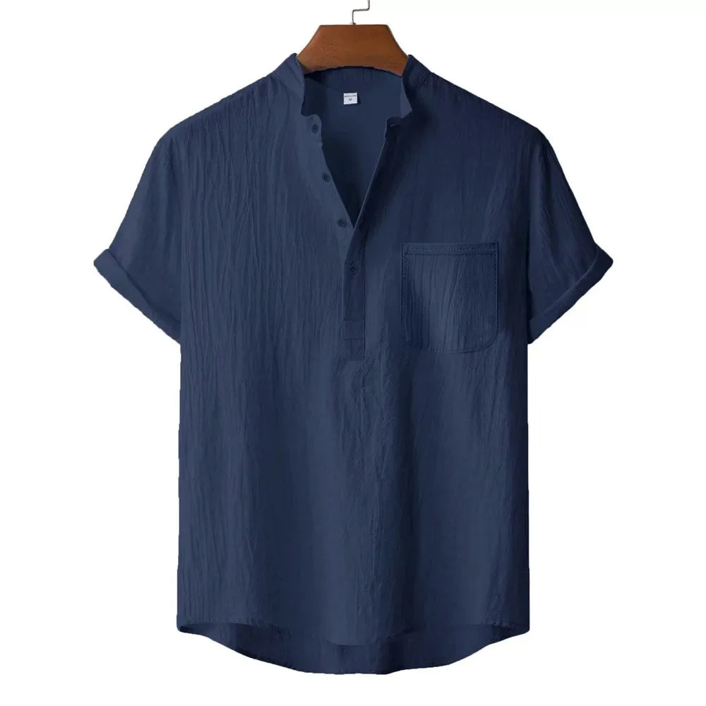 Men's Lightweight Cotton Linen T-Shirt for Summer Casual Wear