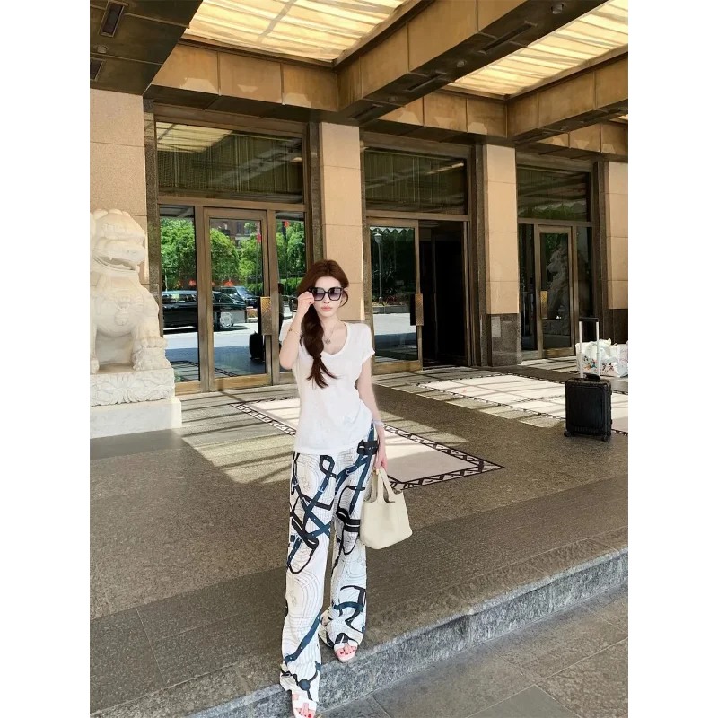 Trendy High Waist Wide Leg Pants for Women in Polyester