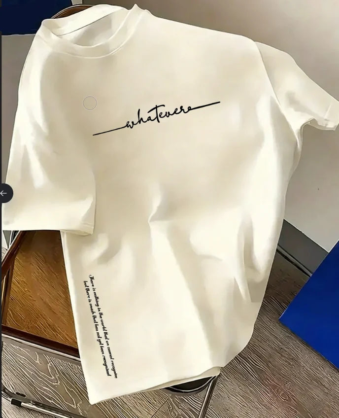 Stylish Men's T-Shirt: 100% Cotton, Minimalist Letter Print, Casual, Comfortable, Versatile, Loose-Fit, Sporty Style.
