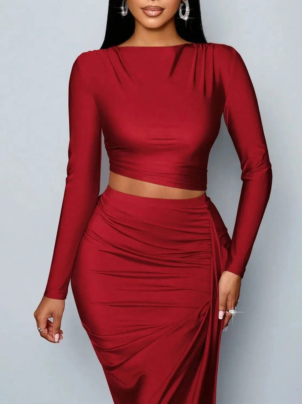 Asymmetric Collar Two-piece Set for Elegant Women