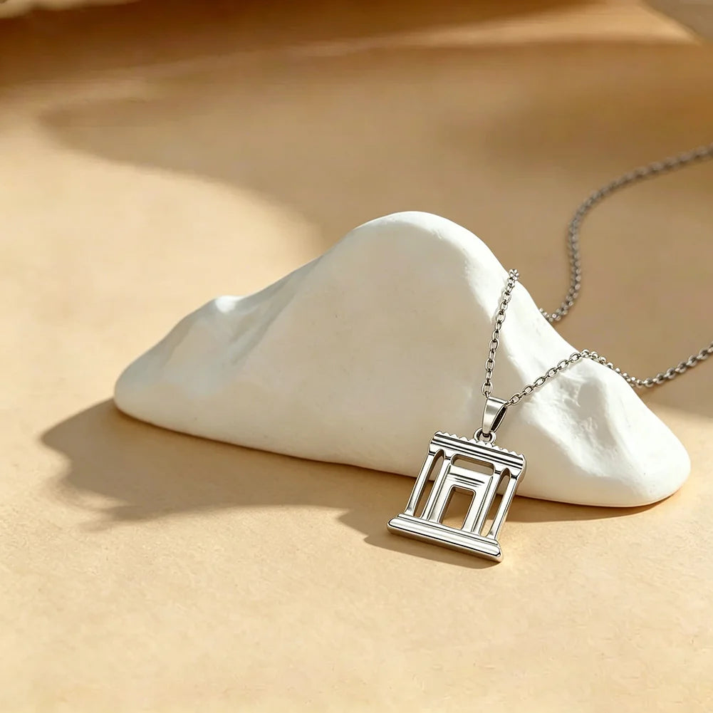 Jerusalem Holy Second Temple Pendant Necklace in Stainless Steel
