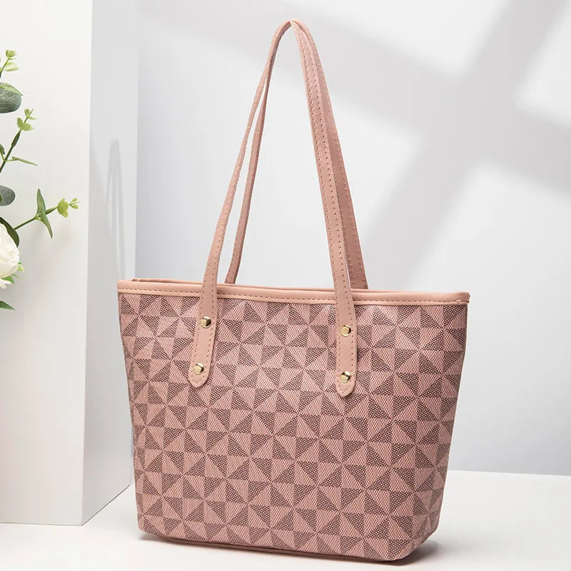 Embossed Floral Tote Bag for Women with Large Capacity