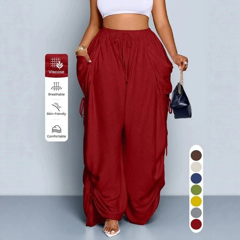 Punk Style High Waisted Wide Leg Pants for Women