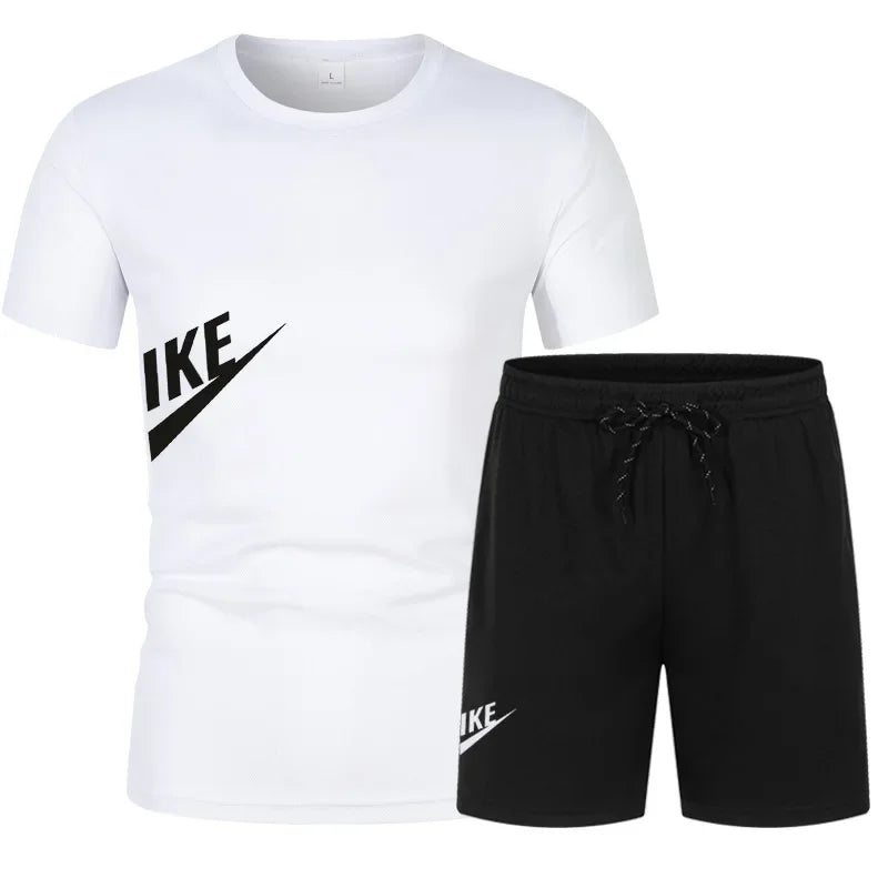 Men's Breathable Polyester Summer T-Shirt and Shorts Set