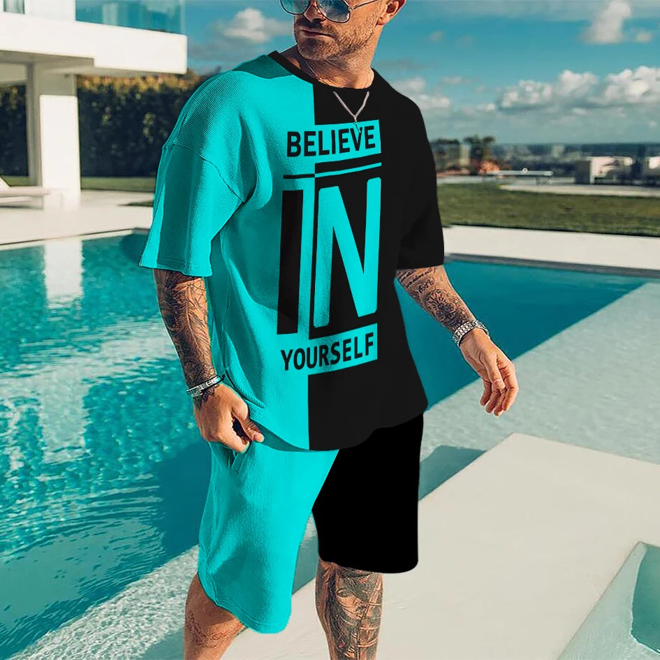Men's Sportswear Trend Men Sets 3D Printed Tracksuits Clothing Casual Shorts+tshirts Set Sweat Suits Summer Tracksuit Men Sets