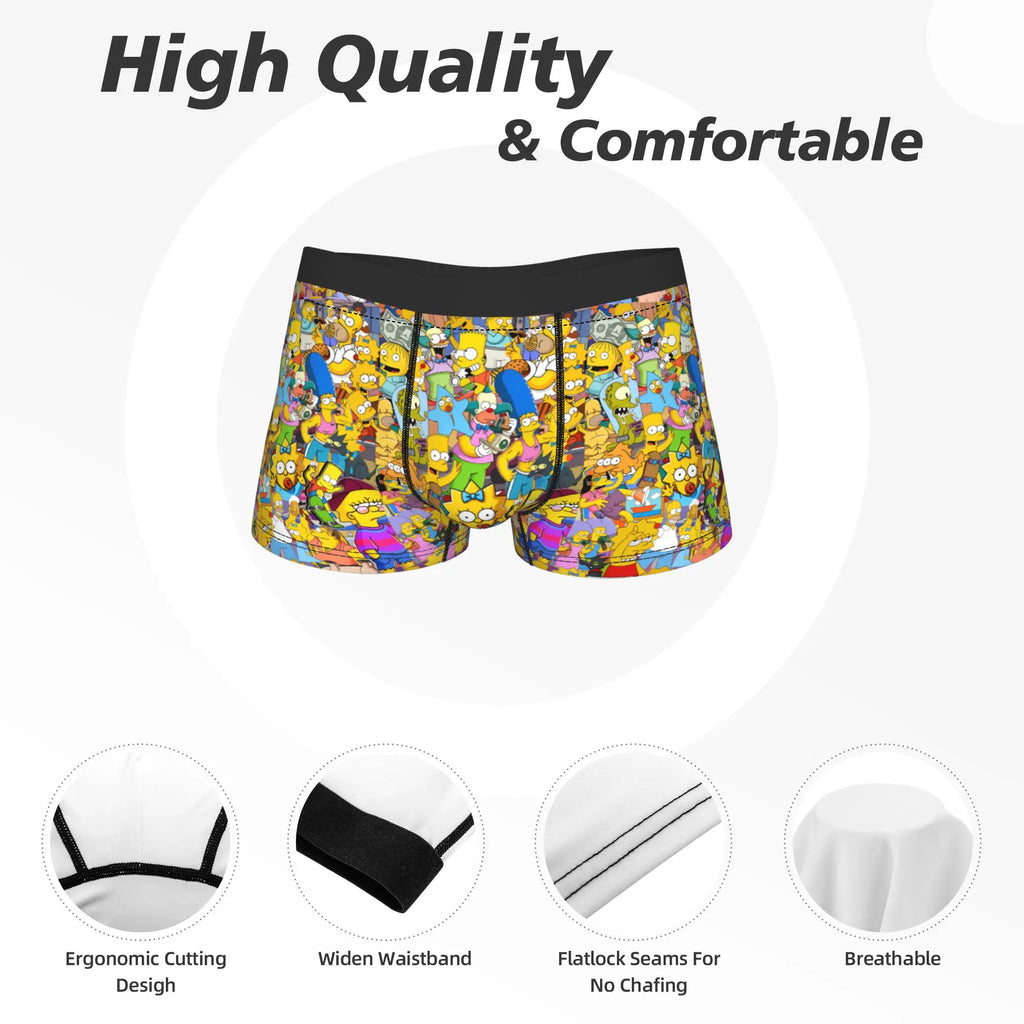 S-Simpsons Family Cartoon Characters Men's Boxer Shorts Plus Size