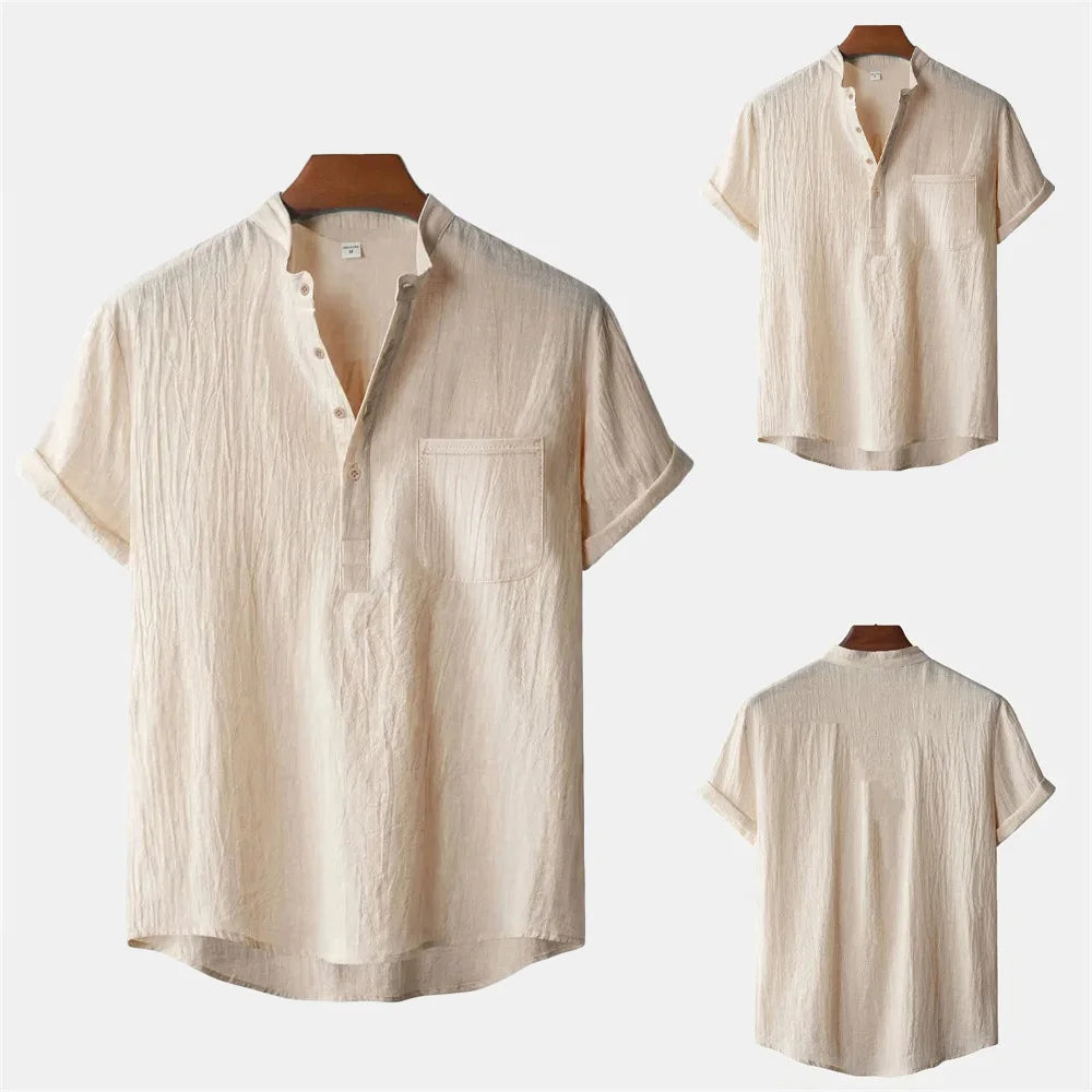 Men's Lightweight Cotton Linen T-Shirt for Summer Casual Wear