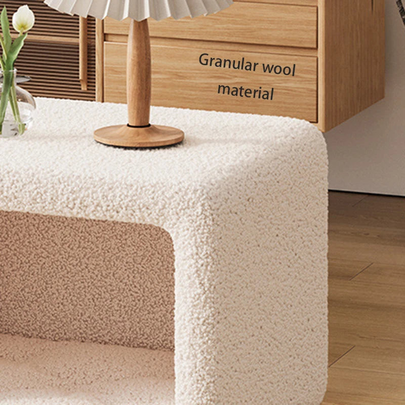 Modern Wood Nightstand with Flannel Storage in Minimalist Style