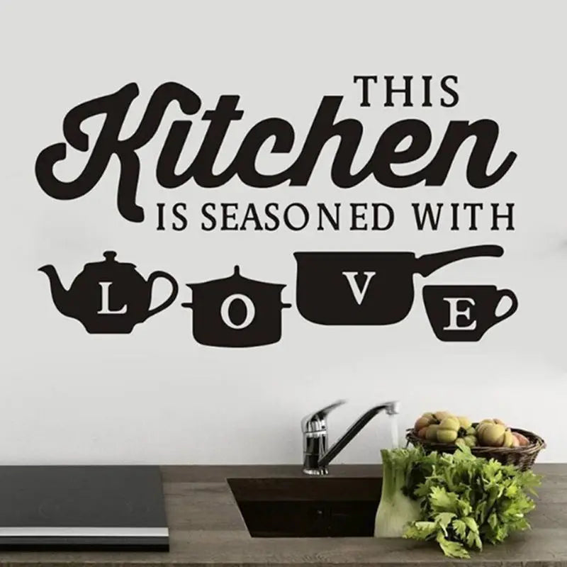 Creative PVC Kitchen Wall Stickers in Black for Home Decor
