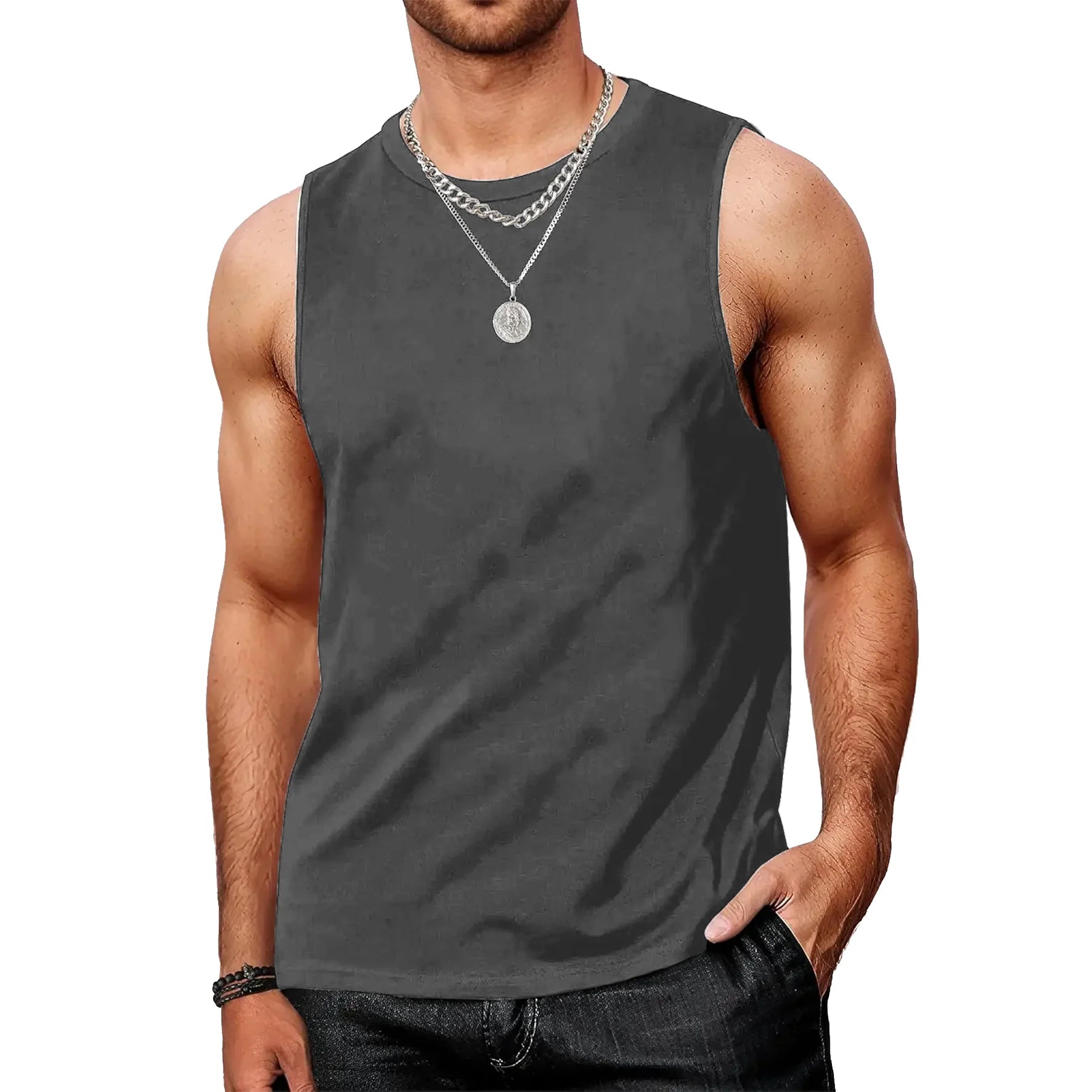 Men's Summer Polyester Tank Tops for Sports and Beach