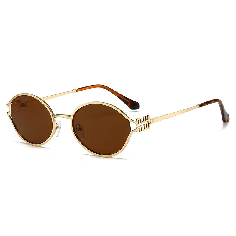 Retro Oval Cat Eye Sunglasses for Women in Alloy Frame