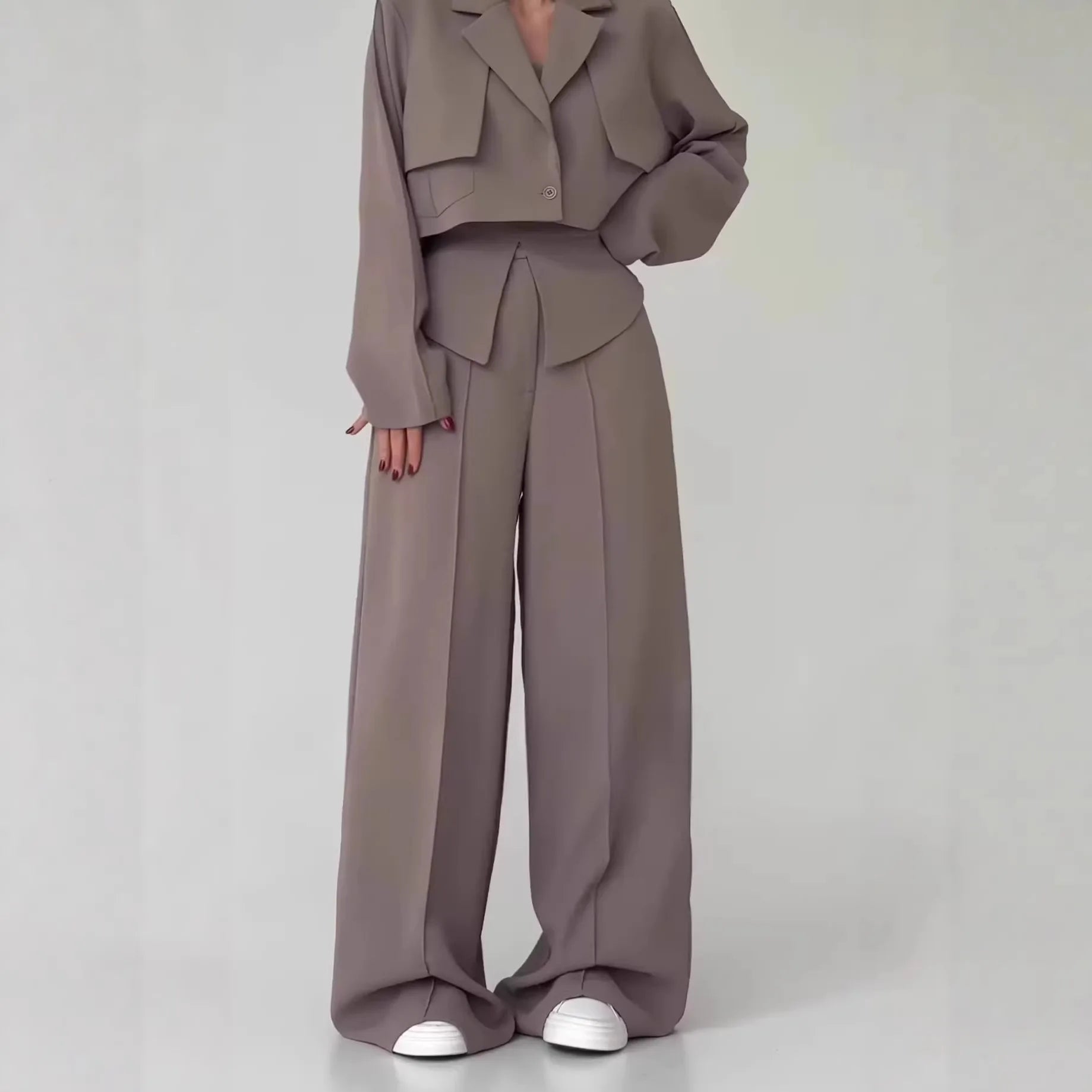Chic Polyester 3 Piece Pant Set with Blazer for Women