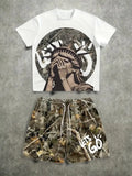 The 2025 summer new men's set features street casual hip-hop fashion comfort and softness with 3D pattern prints