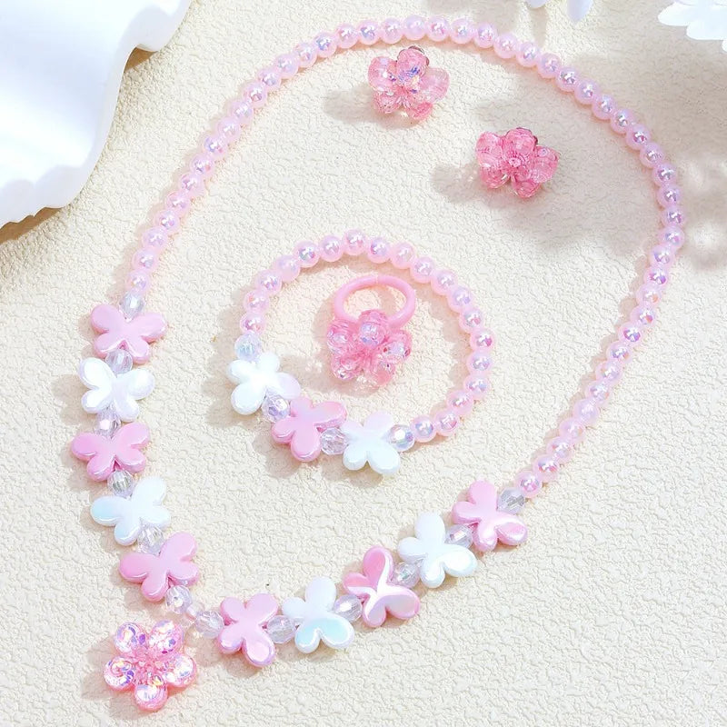 Cute Floral 5-Piece Jewelry Set for Baby Girls Aged 4-6Y