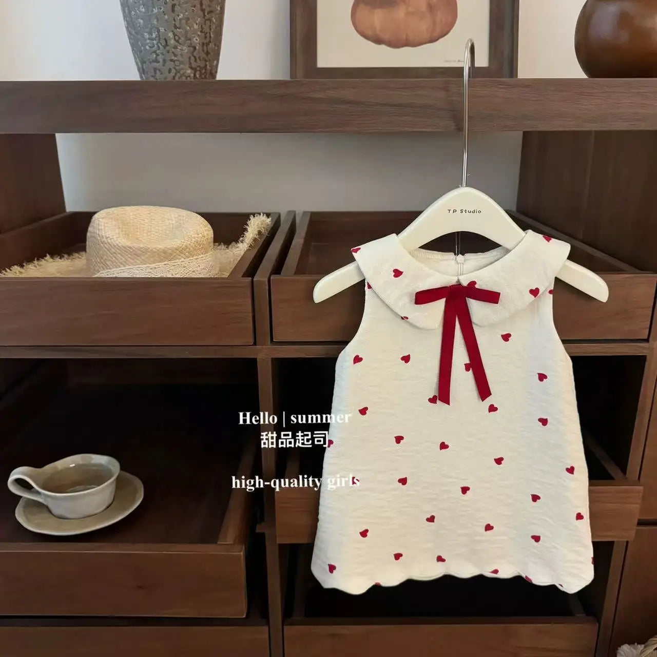 Korean Girls Summer Cotton Heart Dress for Ages 1-3