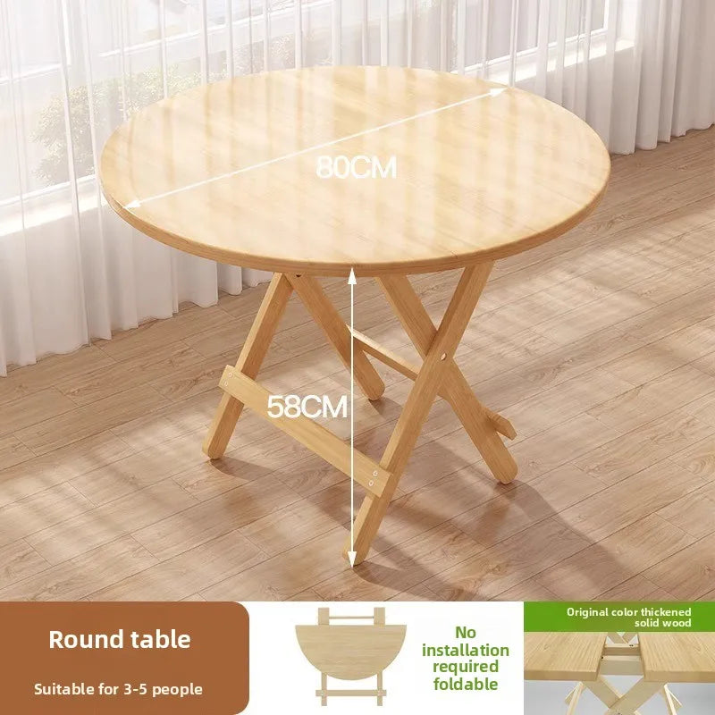 Solid Wood Foldable Dining Table for Small Spaces