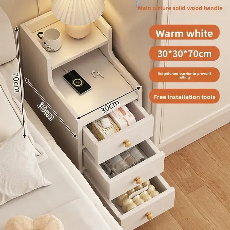 Modern Minimalist Narrow Bedside Table for Bedroom Use