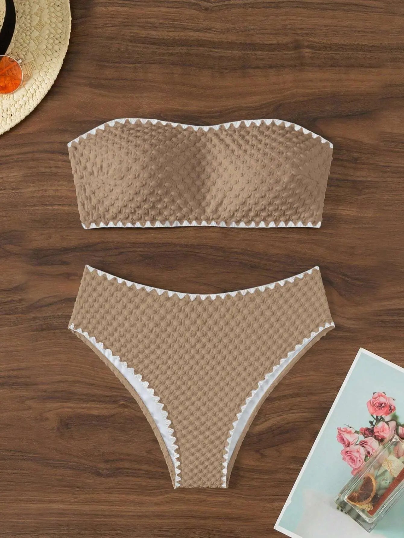 White 2 Piece Bandeau Swimsuit for Women by MALEY LifeStyle