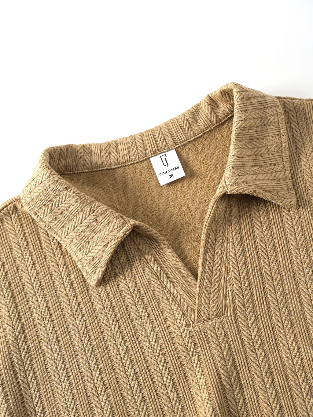 Men's Vertical Textured Polo T‑Shirts Summer Outfits Man Clothes Casual Lapel Short Sleeve Tops