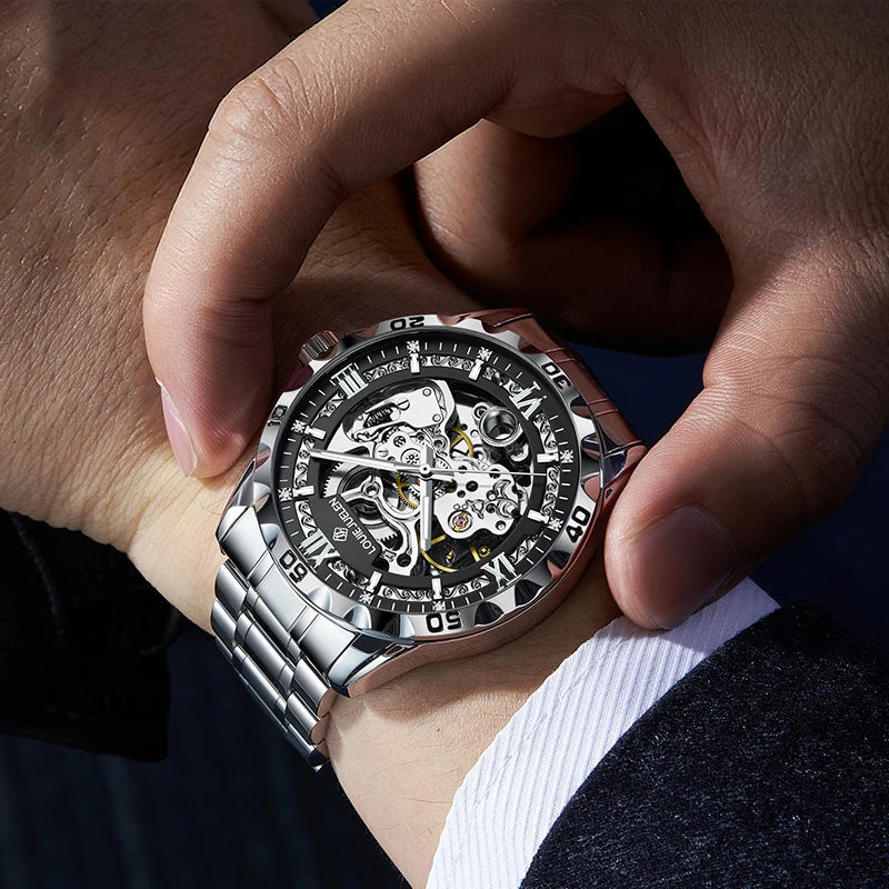 Men's Watch Fully Automatic Hollow Mechanical Watch Male Watch Business Waterproof Luminous Wristwatch