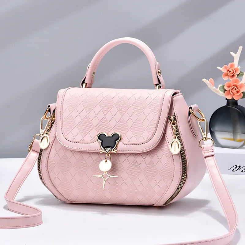 Luxury Genuine Leather Women's Bow Bucket Tote Handbag