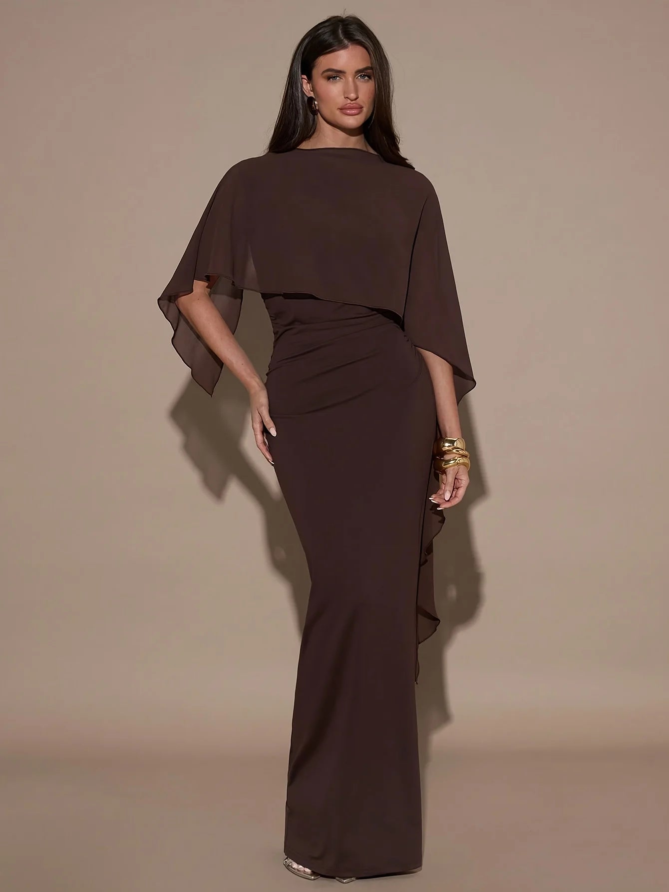 Elegant Ankle-Length Dress for Women in Polyester Blend
