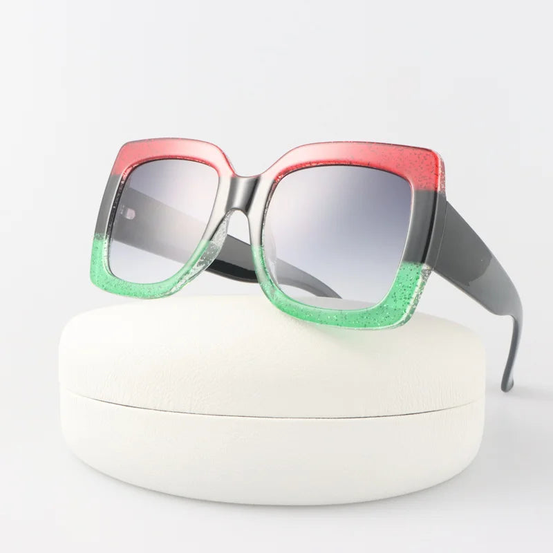 Gradient Redgreen Oversized Square Sunglasses for Women