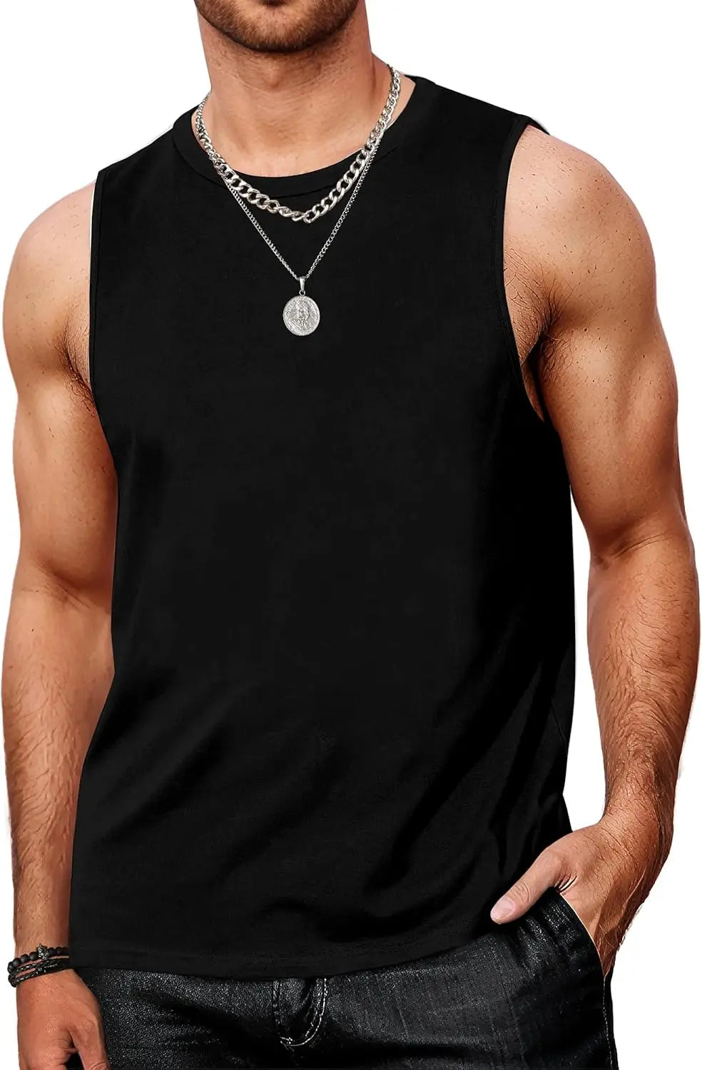 Men's Summer Polyester Tank Tops for Sports and Beach