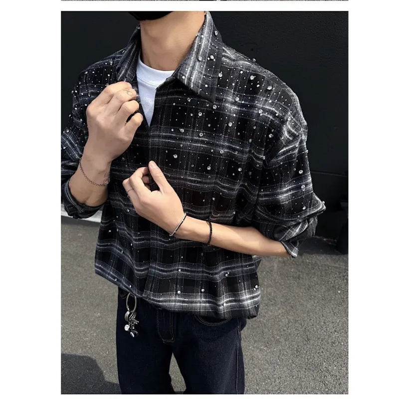 LUZHEN Men's Casual Plaid Long Sleeve Shirt for Spring