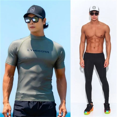 New Men Swimming T-shirt Swimsuit Beach UV Protection Rash Guard Diving Swimwear Long Sleeve Surfing Suit Surf Clothes Rashguard