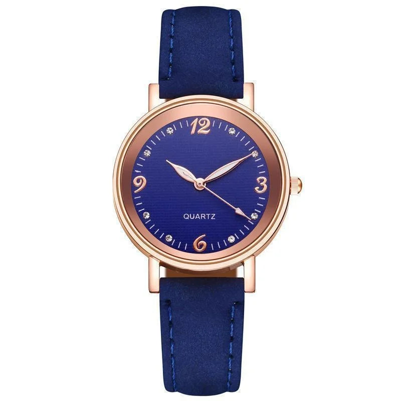 Elegant Women's Quartz Watch with Leather Band and Luminous Dial