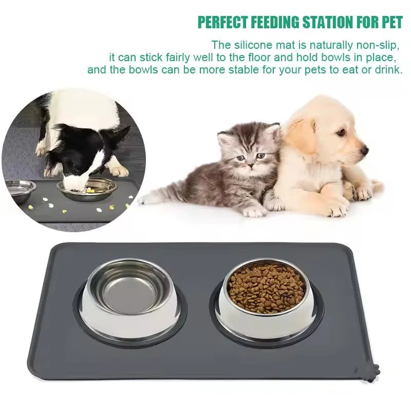 Durable Silicone Non-Slip Waterproof Pet Placemat for Cats and Dogs