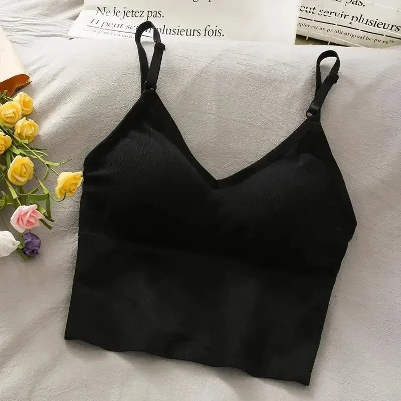 Backless Women's Tank Top with Built-In Bra for Summer