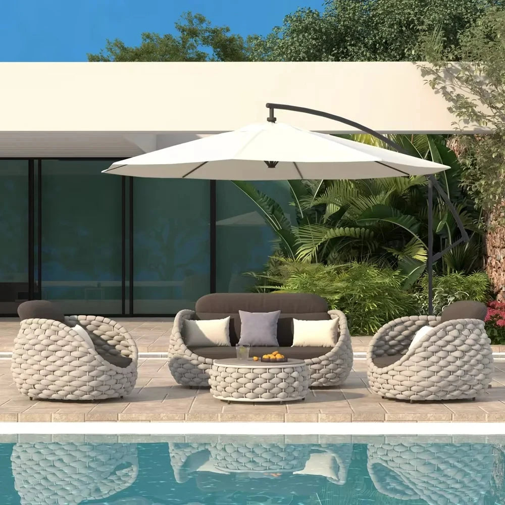 Modern Outdoor Garden Sofa Set with Aluminum Frame and UV-resistant Cushions
