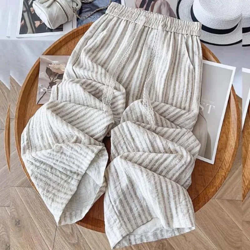 Breathable Cotton Linen Wide-leg Pants for Women