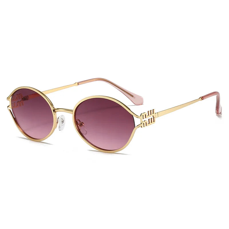 Retro Oval Cat Eye Sunglasses for Women in Alloy Frame