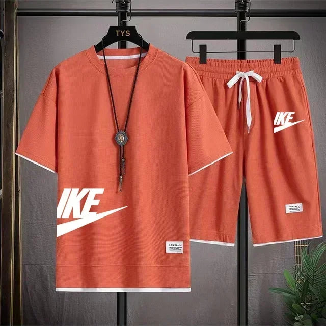 Men's Casual Sportswear Set with Short-Sleeved T-Shirt and Shorts