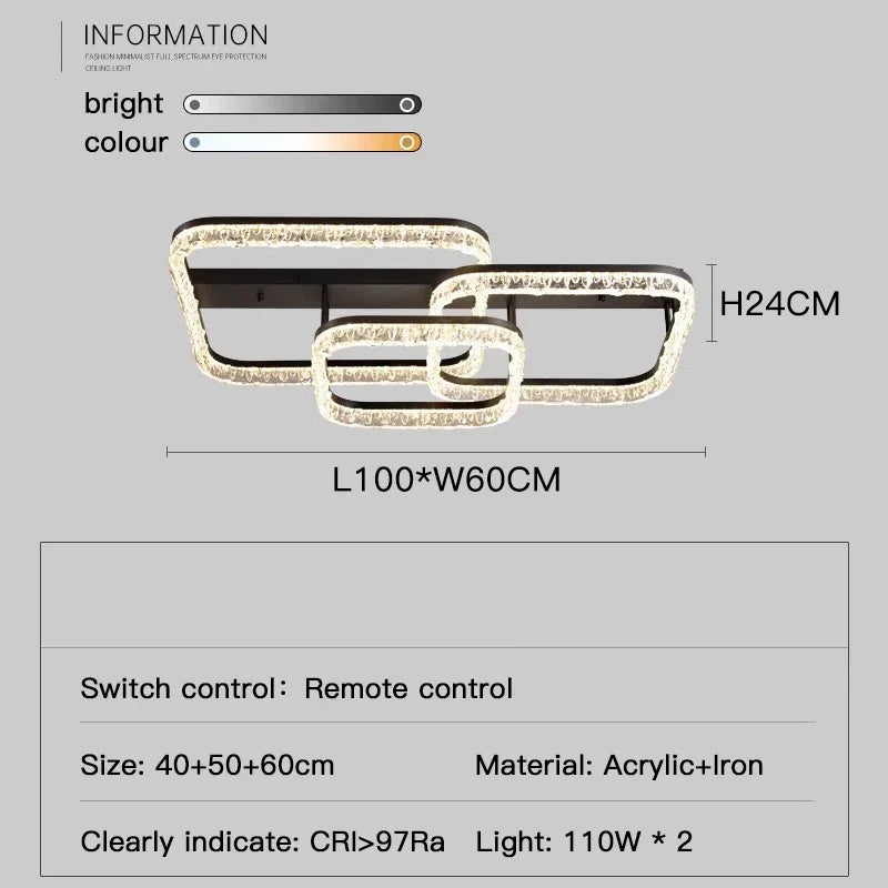 Luxury Black Modern Ceiling Lamp with Remote Control