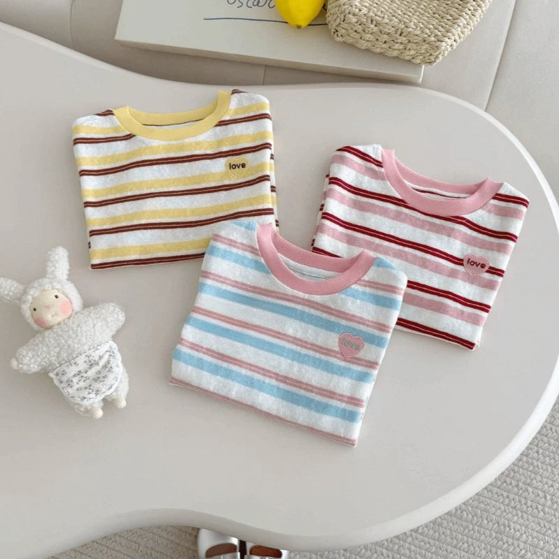 Pink Striped Summer T-Shirt for Girls Aged 1-3 Years