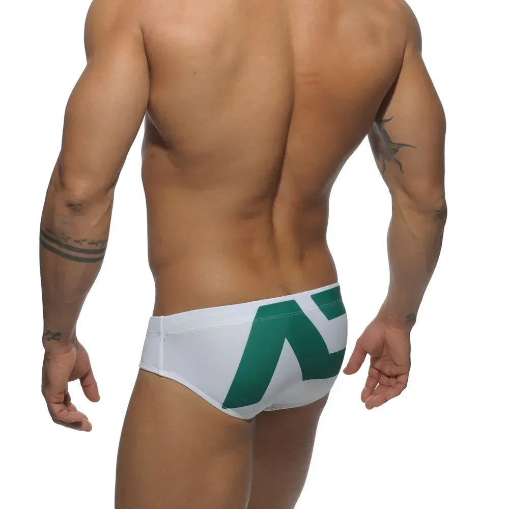 Men's Low Rise Swimming Briefs with Letter Print Design