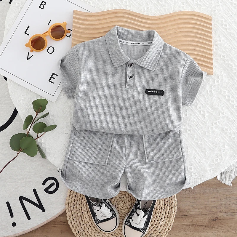 Boys' Casual Cotton Polo Shirt and Shorts Set for Ages 1-3