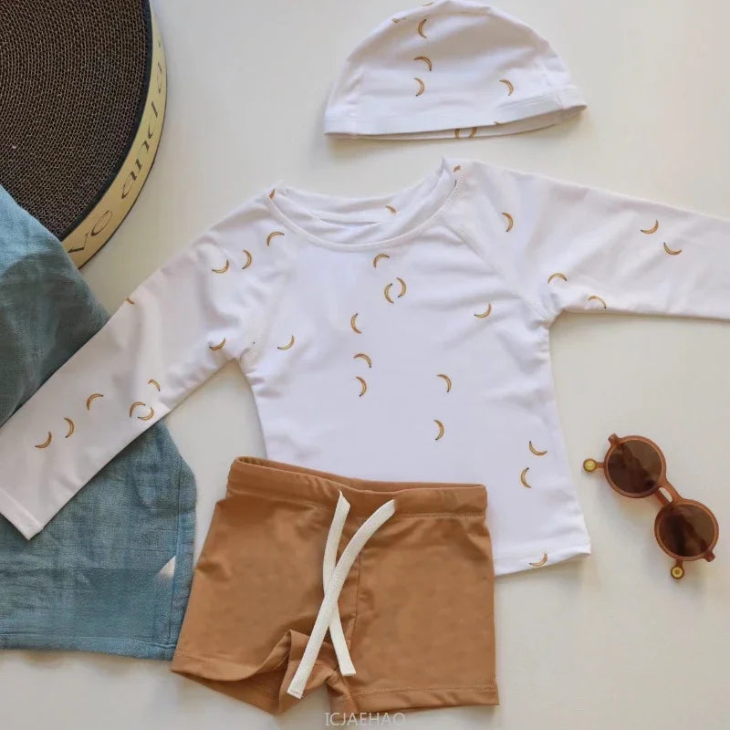 Boys Long Sleeve Swimwear Set for Summer Vacation Beach