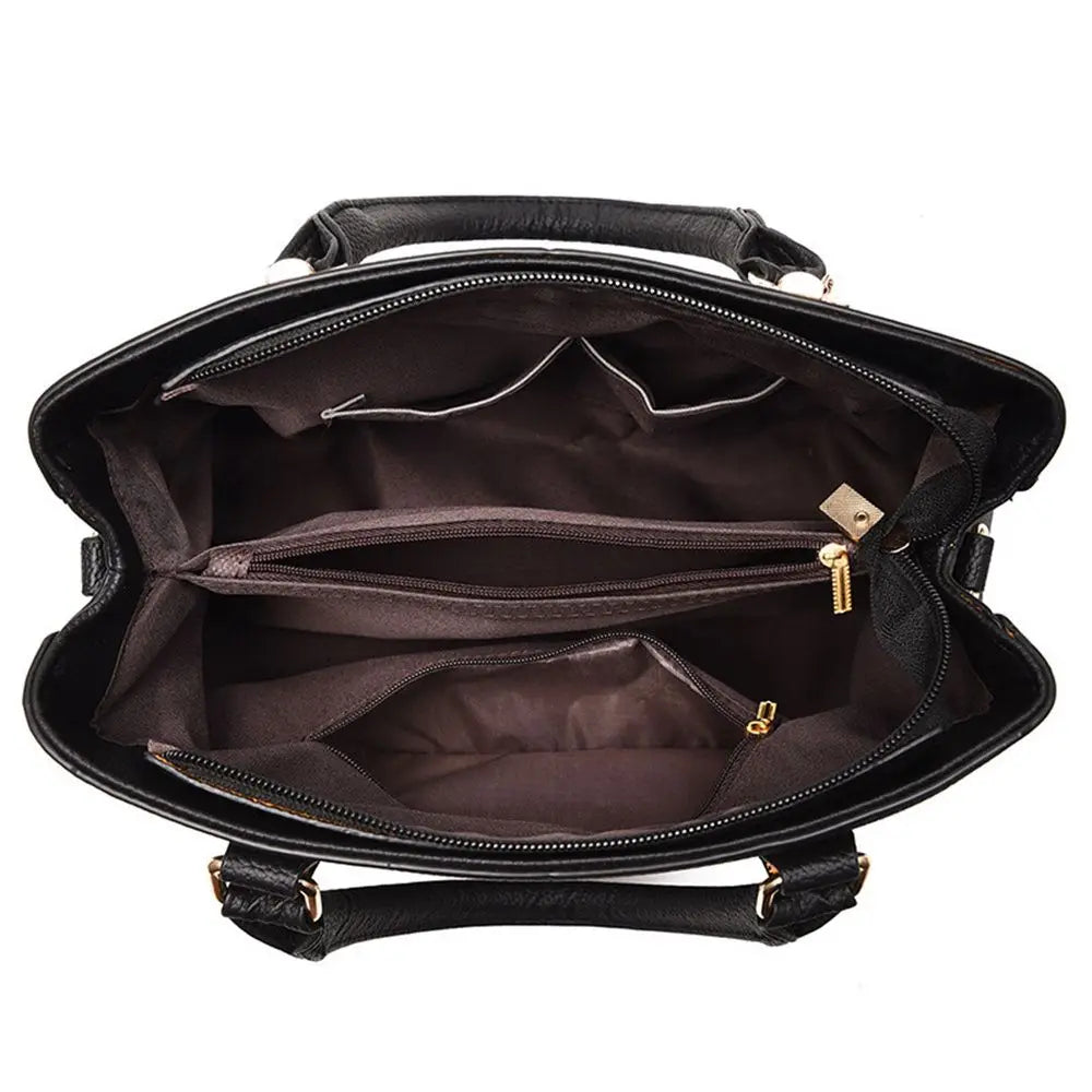Embroidered PU Handbag for Women - Large Capacity Tote