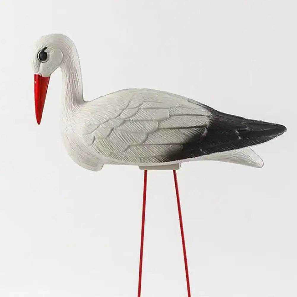 White Stork Garden Decor, Resin Crane Sculpture for Outdoor Use