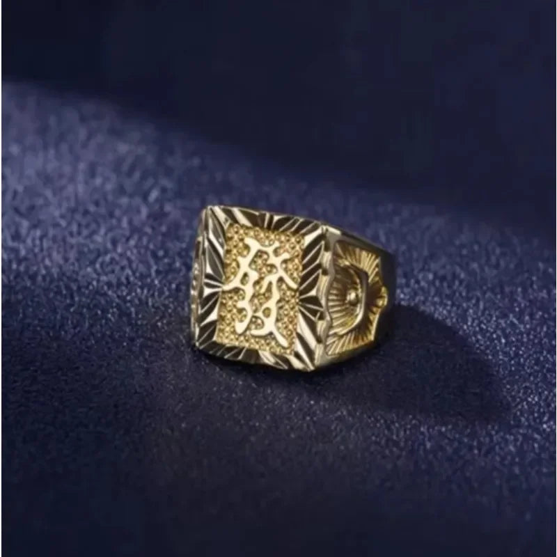 Real 18K Gold Ring for Men Anillos Mujer Rock Gemstone Genuine 18 K Gold Jewelry  Anillos De Hiphop Origin Rings Box Bizuteria