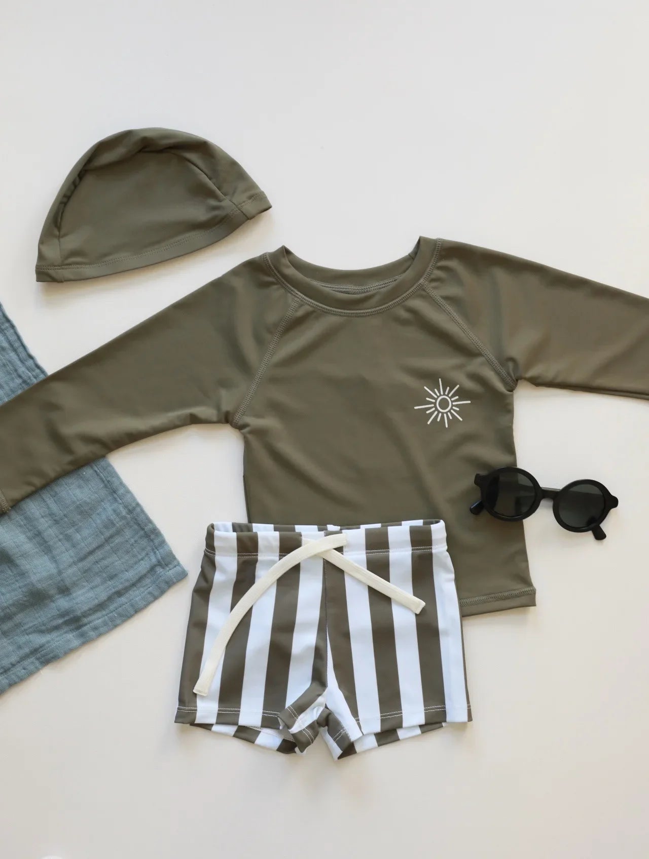 Boys Long Sleeve Swimwear Set for Summer Vacation Beach