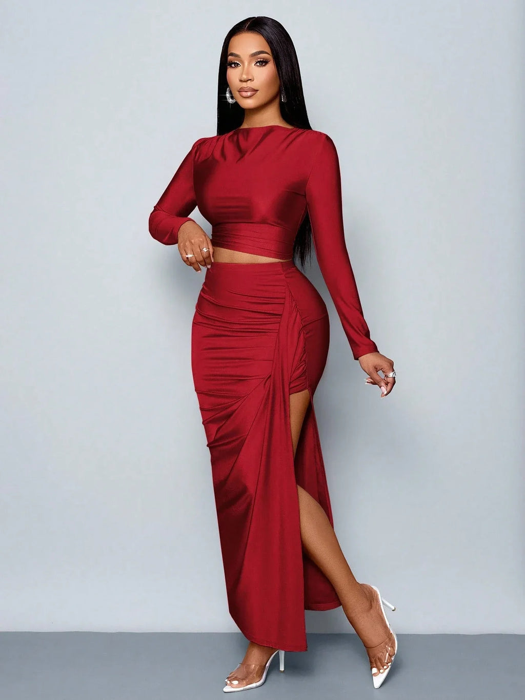 Asymmetric Collar Two-piece Set for Elegant Women